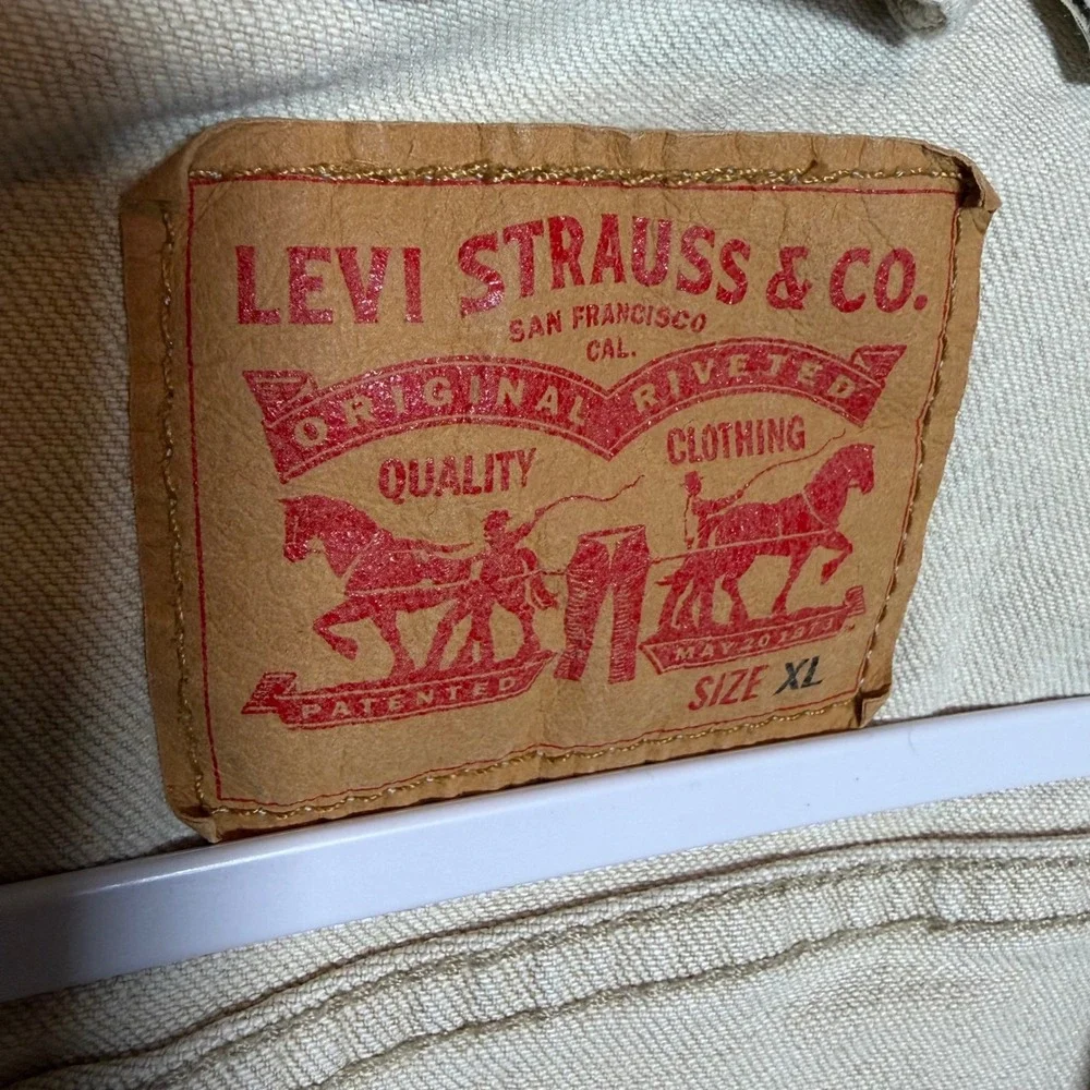 Levis Mens Tan Denim Trucker Jacket‎ Corduroy Collar Sand A0730-0002 XL - Picture 4 of 11